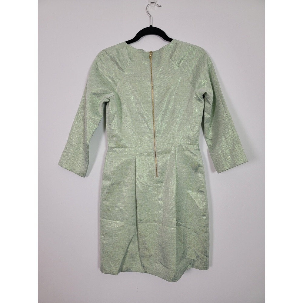 Rachel Rachel Roy Sheath Dress Women 6 Pale Green‎ Metallic Shimmer Retro Glitzy - Picture 4 of 10